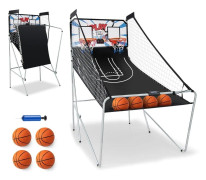 Basketmaskin hopfällbar basket arkadspel med 2 korgar vita