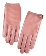 Damhandskar i äkta läder, varma fårskinnsdamhandskar med pekskärmskompatibilitet, kort design för daglig användning, premium Pink M