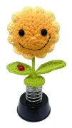 /EA/Solros Instrumentbräda Dekorationer, Virkad Smiley Solros Prydnader Bilinredning för Kvinnor Flicka Bil Interiör Skrivbord