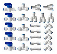 Vattenfilter Omvänd Osmostillbehör, 1/4 \" (6MM) Pushfit Rak Koppling för Vattenfilterslang, Kylskåpskopplingar Slang (Y+T+I+L Typ Kombination[CO]