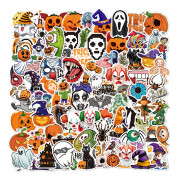 100 st 2025 Halloween Stickers Tecknade Holografiska Vattentäta Dekaler för Laptop Bagage Notebook Dekoration