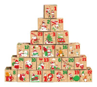 /EA/24 st, Vintage Jul Kraft Papperslådor DIY Adventskalender Godis Box Jul Nedräkning Kalender Presentask Fest Tjänster Tillbehör, Jul Dekor