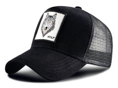 Basebollkeps för män kvinnor, 5-panels justerbar truckerkeps mesh baksida sportig avslappnad keps sommar solhatt för unisex varg svart