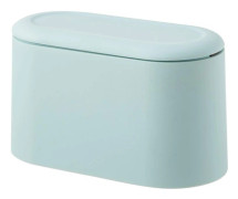 Mini Trash Can Press Trash Can Lid Makeup Holder Vanity Bathroom Kitchen Car Desk (Light Blue)