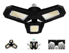 40W LED Garagelampa, Justerbar E27 Taklampa med 3 Paneler, 3000LM Kallvitt, Kompatibel med Philips