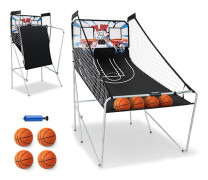 Basketmaskin hopfällbar basket arkadspel med 2 korgar vita