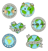 /HH/Brev Legering Brosch Kreativ 6 st Love Earth Läppstift Nålar Miljöskydd Badge Emalj Märken Kärlek Planeten Nålar för Kläder/Ryggsäckar Dekoration