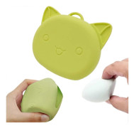 Sminkpuder Puff Fodral - Portabel Silikon Puff Behållare Söt Kattform Puff Hållare Fodral | Lättviktig Smink Puff Förvaringslåda Green