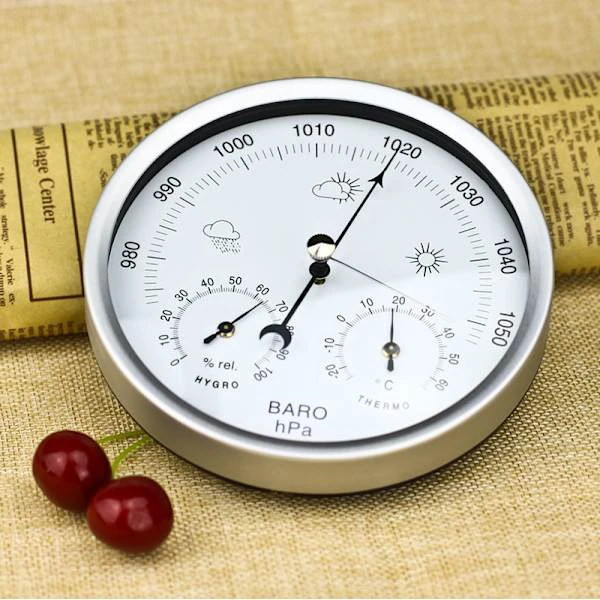 Barometer Termometer Hygrometer 3 i 1 Design, Väggmonterad Väderstation med Luftkomfortindikator, Väderinstrument för Inomhus och Utomhusbruk för Hemmet white
