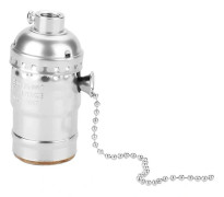 /EA/Silver dragkedja lamphållare, E27 Aluminium Vintage Lamphållare med Dragkedja Bordslampa Belysningshållare