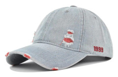 Högkvalitativ vintage cowboyhatt broderad cap Vattentvättad hål Peaked cap Distressed solhatt cap