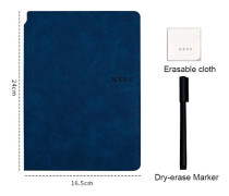 Whiteboard Notebook with Whiteboard Pen Eraser Cloth BLUE