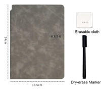 Whiteboard Notebook with Whiteboard Pen Erasable Cloth GRAY