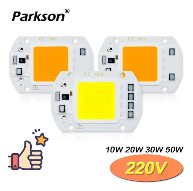 COB Chip LED-lampa 220V 10W 20W 30W 50W Smart IC Behövs ingen drivrutin Lampada LED-lampa Lampa För Flood Light Spotlight Gör-det-själv-belysning Warm White 20W