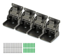 Fällbara konsoler, tunga 90-graders självlåsande gångjärn för bordsben, vägghylla, 150 kg vardera, 4-pack (Gunblack)