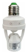 Sockel med PIR-rörelsesensor för E27-lampor, inomhusbruk, med tids- och ljusjustering (Glödlampa ingår ej)