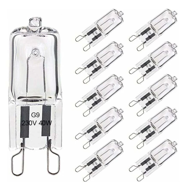 G9 Halogenlampa 40W Dimbar Varmvit 480LM 230V, 10-pack, Kompatibel med Philips, 300°C Värmebeständig