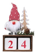Jul Nedräkningskalender Trä Kotte Tomte Kalender Ornament Julbordsdekoration Tomte Nedräkningskalender Röd