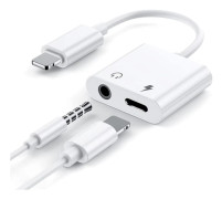iPhone-hörlursadapter 2-i-1 Lightning+3,5 mm-uttag för hörlurar