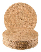 Runda Vävda Bordstabletter 30 cm Set om 10 - Boho Rotting Bordstabletter Naturlig Vattenhyacint Bordstablett, Vävda Bordstabletter i Bondgårdsstil, Rustik Flätad Korg Tab