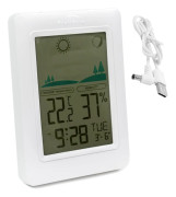 Trådlös väderstation, termometer, väderprognos, väckarklocka, meteorklocka