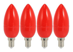 4x LED Ljusstake Ljuslampor Röda Lyckobringande Lampor Gudsljus Energisparande Ljusstake Ljus, e14 Hy