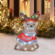 Ny 2D Julhund med LED-lampor Trädgårdsdekoration med Akryl Trädgårdsinsats Snabb Q2