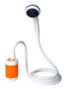 Portabel Campingdusch med 5000mAh Batteri, Uppladdningsbar Utomhusduschpump (Orange/Vit)