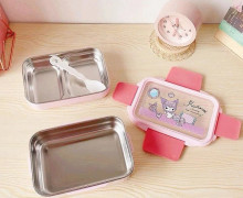 Sanrio Lunchlåda Kitty Kuromi Melody Cinnamoroll Kawaii Rostfritt Stål Dubbla Lager Anti-skållning Bärbar Isolering Lunchlåda kuromi-2