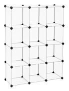 Bultlöst hyllsystem 12 kuber vita, 93 x 31 x 123 cm