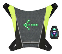 LED Blinkers Cykelryggsäck USB Uppladdningsbar Reflexväst Ryggsäck med Riktindikator Säkerhet LED Ryggsäck Trådlös Fjärrkontroll