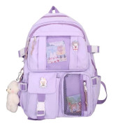 Kawaii ryggsäck med tillbehör Kawaii skolryggsäck Söt estetisk ryggsäck Söt Kawaii ryggsäck för skolan (lila)
