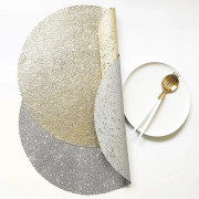 4 st Runda Bordstabletter, Värmebeständiga Halkfria Middagsunderlägg Glasunderlägg Skål Underlägg Dekoration Guld One Size (silver One Size)