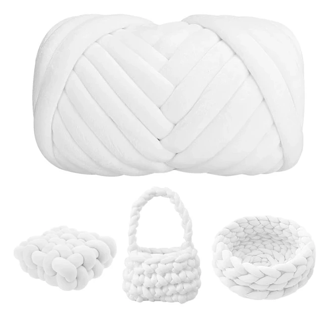 QU-Garn Tjockt Garn Handstickat Garn Tjockt Virkgarn Supertjockt Garn Kärngarn för Armvirkning Filtar och Hantverk (500g)