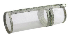 Sminkborstförvaringsväska i mesh, dubbel användning, bärbart borstfodral, enkel borsthållare med stor kapacitet, resefodral som kan stå
