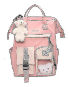 Ryggsäck för kvinnor och flickor, med Kawaii-nål och accessoarer Nål Björnen, Laptop Bookbags Pink