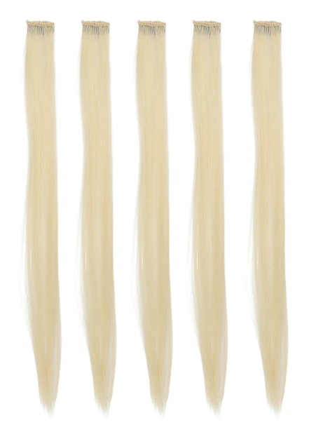 5 st Straight Hair Extension Clip Ljus Färg 55 cm Hårförlängning Hårstycke för Cosplay Party Beige