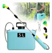 Elektrisk trädgårdsspruta, multifunktionell högeffektiv axelmonterad spruta, USB-port, infällbar rengöringsstång, 5 liter, blå