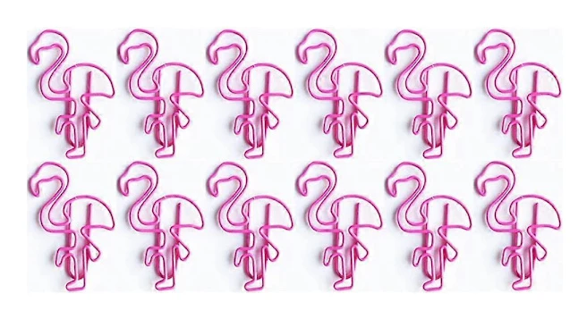 Papperclips Flamingo Papperclips Söta Djurformade Bokmärkesclips Metallfil Notclips Sida Markör för Kontor Skolmaterial (50 stycken) (Rosa)
