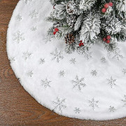 Konstgjord Päls Julgransmatta, 120 cm Stor Lyxig Gransmatta Med Silver Snöflinga Paljetter, Juldekorationer Högtid Tjock Plysch Gran Julgransprydnad