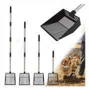 Metall Kycklinghus Skyffel, 4-i-1 Justerbart Avtagbart Handtag, Rostfritt Stål, Rengöringsverktyg för Kycklinghus, 56-133 cm