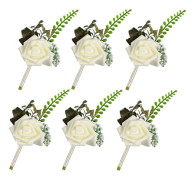Blomsterskum Corsage Bröllopsblommor För Bröllop (Vit, 6-pack)