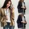 Fashionabel enfärgad stickad kort cardigan damjacka Khaki