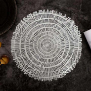 /EA/Silver Runda Underlägg Set om 6 Metalliska Pressade Vinyl Bordsunderlägg Bondgård Kök Hållbar Trädesign 15 tum