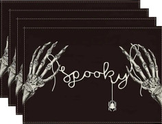 /EA/Set med 4 skelettformade H-formade bordstabletter för Halloween, 30