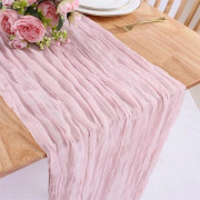 /EA/(Dusty Pink) Ostduk Bordslöpare, 400 X 90 cm Boho Glesväv Bordsduk, Halvtransparent Rustik