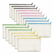 /EA/ 15-pack (Beige, Färgad Dragkedja, 20 x 14 cm) Tomma Bomullspåsar C