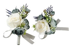 /EA/2 st boutonniere handledsbloms set, konstgjord ros män kvinnor handledsbloms armband boutonniere