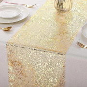 /EA/3 st guld bordslöpare metallisk glitter bordsdukar löpare metallisk bordslöpare rulle rektangel polyester bröllop T