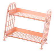 Desktop Storage Rack Double Layer Hollow Design Simple Stylish Desk Shelf Pink